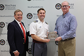 Class of 1982 presents engraved plate to Stryker Gay &rsquo;26, son of Rocky and Patrice Gay